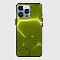 Чехол для iPhone 13 Pro Салатовые плиты с неоном, цвет: 3D-черный