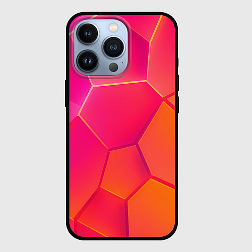 Чехол iPhone 13 Pro Розово-оранжевые плиты / 3D-Черный – фото 1