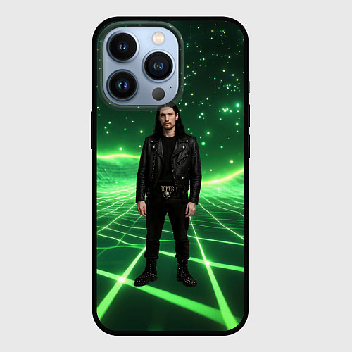 Чехол iPhone 13 Pro Bones в зеленом полигоне / 3D-Черный – фото 1