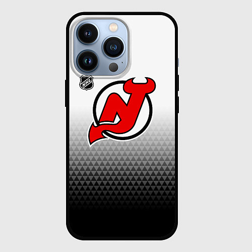 Чехол iPhone 13 Pro Нью Джерси Девилз - из белого в черный / 3D-Черный – фото 1