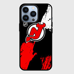 Чехол для iPhone 13 Pro Нью Джерси Девилз - брызги краски, цвет: 3D-черный