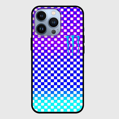 Чехол iPhone 13 Pro Monster шахматная клетка градиент / 3D-Черный – фото 1