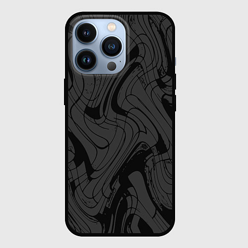 Чехол iPhone 13 Pro Тёмно-серый абстракция лниии / 3D-Черный – фото 1