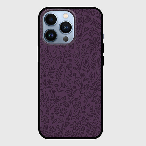 Чехол iPhone 13 Pro Фиолетовый цветочный однотонный / 3D-Черный – фото 1