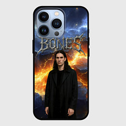 Чехол для iPhone 13 Pro Bones на фоне разломных плит, цвет: 3D-черный