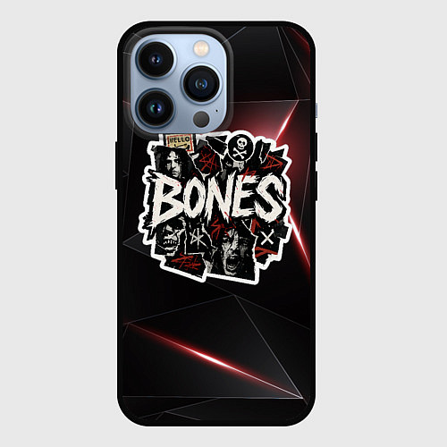 Чехол iPhone 13 Pro Bones logo stickers / 3D-Черный – фото 1