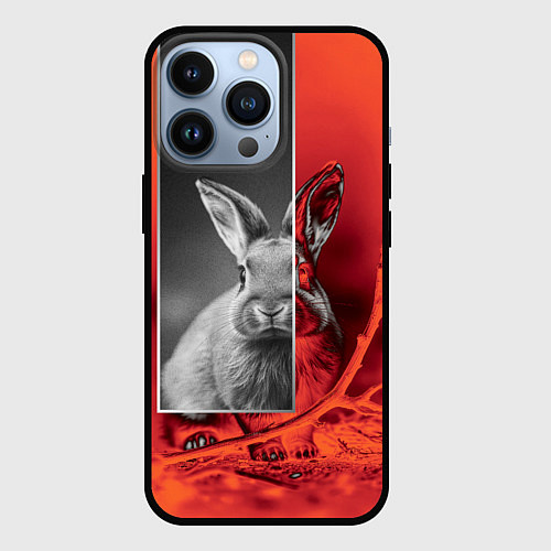 Чехол iPhone 13 Pro Хмурый кролик / 3D-Черный – фото 1