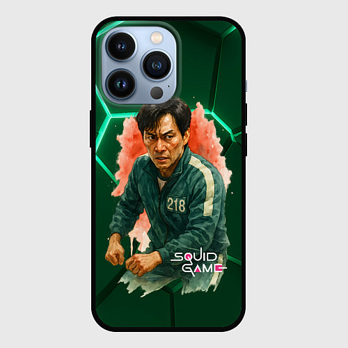 Чехол iPhone 13 Pro Игрок 218 - Игра в кальмара / 3D-Черный – фото 1