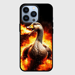 Чехол для iPhone 13 Pro Огненный гусь, цвет: 3D-черный