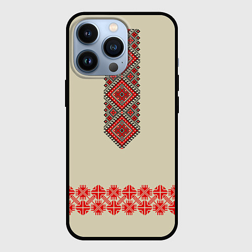 Чехол iPhone 13 Pro Народная вышиванка / 3D-Черный – фото 1