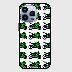 Чехол для iPhone 13 Pro Motorbike green, цвет: 3D-черный