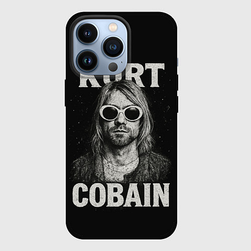 Чехол iPhone 13 Pro Курт Кобейн - гранж-арт / 3D-Черный – фото 1