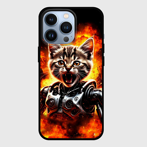Чехол iPhone 13 Pro Котенок терминатор / 3D-Черный – фото 1