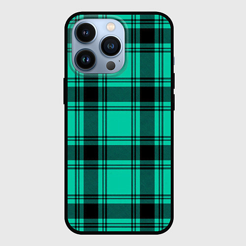 Чехол iPhone 13 Pro Checkered turquoise / 3D-Черный – фото 1
