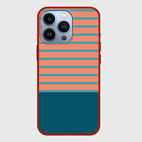 Чехол iPhone 13 Pro Полосатый мандариновый морской рассвет / 3D-Красный – фото 1