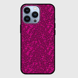 Чехол для iPhone 13 Pro Тёмный розовый текстурный хлопьями, цвет: 3D-черный