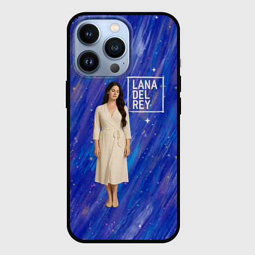Чехол iPhone 13 Pro Lana Del Rey в белом классическом платье на синем / 3D-Черный – фото 1