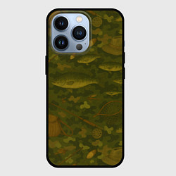 Чехол для iPhone 13 Pro Рыбалка - Камуфляж, цвет: 3D-черный