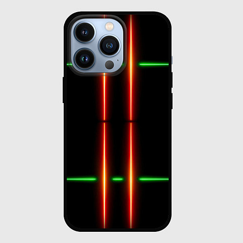 Чехол iPhone 13 Pro Neon green black red line / 3D-Черный – фото 1