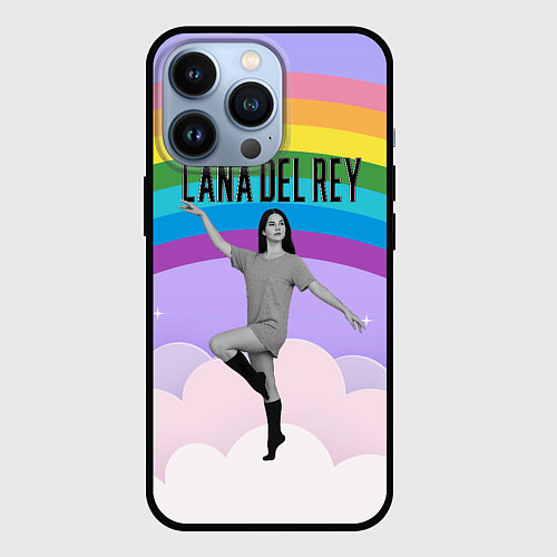 Чехол iPhone 13 Pro Lana Del Rey на фоне радуги / 3D-Черный – фото 1