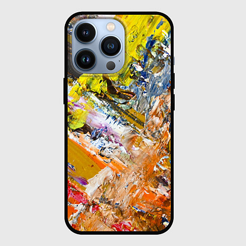 Чехол iPhone 13 Pro Живая Абстракция: Поток Цветов и Форм в Постоянном / 3D-Черный – фото 1