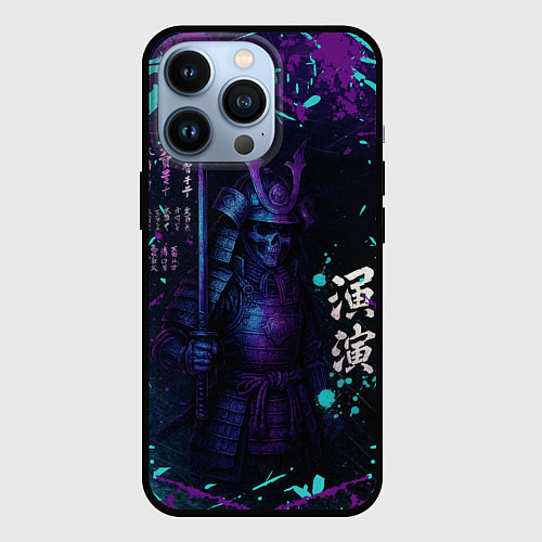 Чехол iPhone 13 Pro Призрачный самурай - неоновый арт / 3D-Черный – фото 1