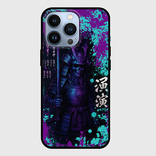 Чехол iPhone 13 Pro Неоновый призрак самурая / 3D-Черный – фото 1