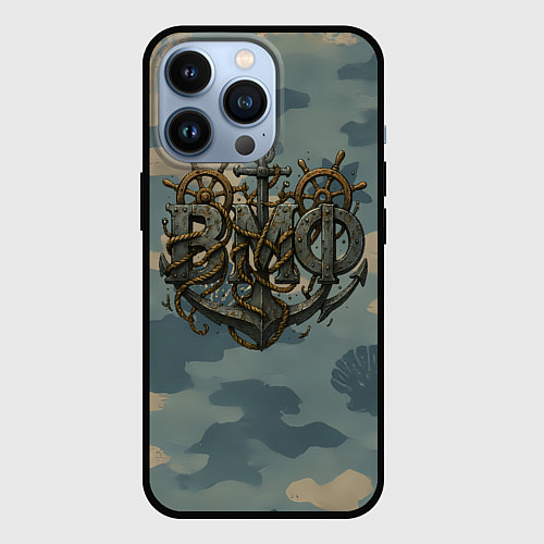 Чехол iPhone 13 Pro ВМФ и большой якорь / 3D-Черный – фото 1