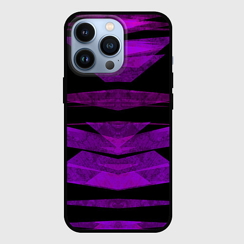 Чехол iPhone 13 Pro Color purple black strip / 3D-Черный – фото 1