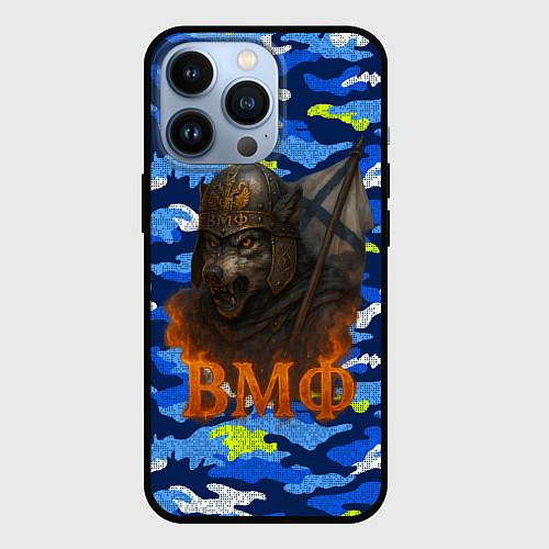 Чехол iPhone 13 Pro ВМФ злой медведь в шлеме / 3D-Черный – фото 1