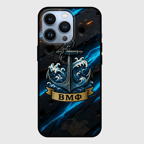 Чехол iPhone 13 Pro Якорь ВМФ / 3D-Черный – фото 1