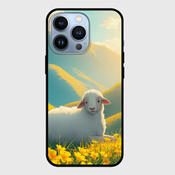 Чехол для iPhone 13 Pro Овечка в цветочной долине, цвет: 3D-черный