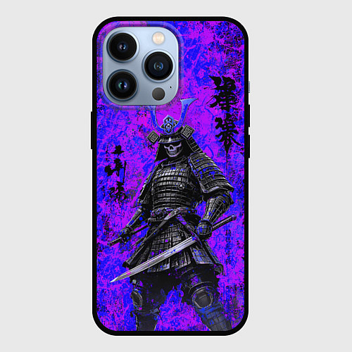 Чехол iPhone 13 Pro Призрак самурай - неоновые краски / 3D-Черный – фото 1