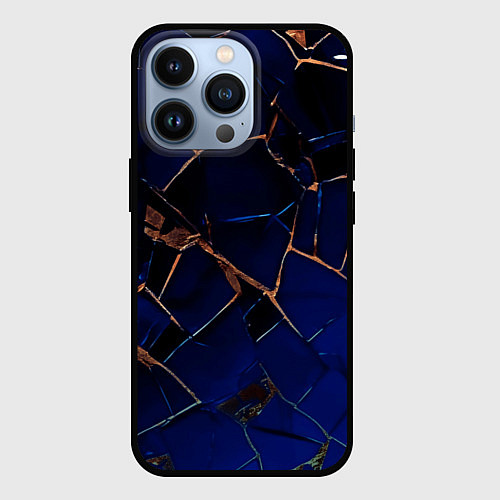 Чехол iPhone 13 Pro Тёмный синий абстракция битые плиты / 3D-Черный – фото 1