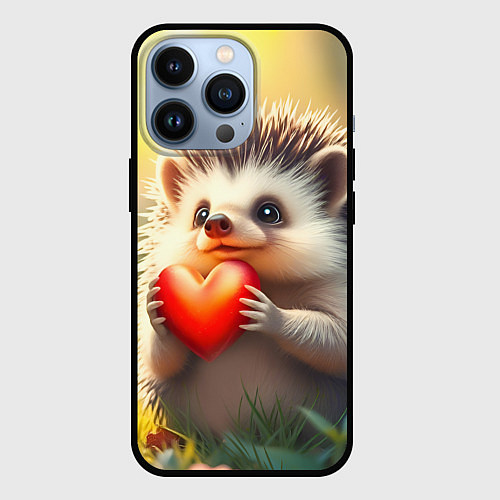 Чехол iPhone 13 Pro Милаха ёжик влюблён / 3D-Черный – фото 1