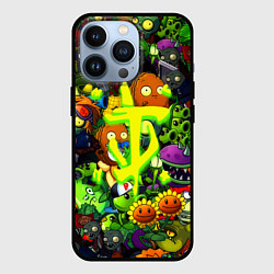 Чехол для iPhone 13 Pro Растения против зомби x Дум лого, цвет: 3D-черный