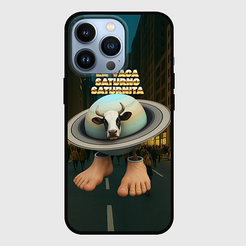 Чехол iPhone 13 Pro La Vaca Saturno Saturnita мем / 3D-Черный – фото 1