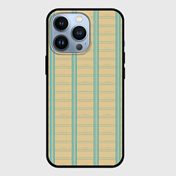 Чехол для iPhone 13 Pro Color beige cage light blue stripes, цвет: 3D-черный