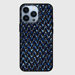 Чехол для iPhone 13 Pro Тёмно-синий волнистые полосы, цвет: 3D-черный