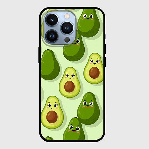 Чехол iPhone 13 Pro Милые авокадо - паттерн / 3D-Черный – фото 1