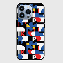 Чехол для iPhone 13 Pro Геометрия букв, цвет: 3D-черный