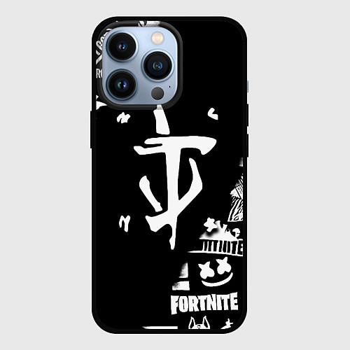 Чехол iPhone 13 Pro Doom x fortnite logo / 3D-Черный – фото 1