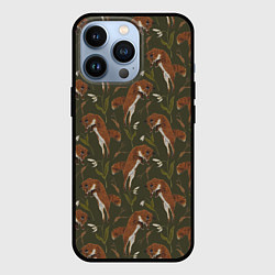 Чехол для iPhone 13 Pro Лисы в подснежниках, цвет: 3D-черный