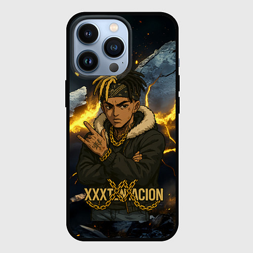 Чехол iPhone 13 Pro XXXTentacion мультяшный стиль / 3D-Черный – фото 1
