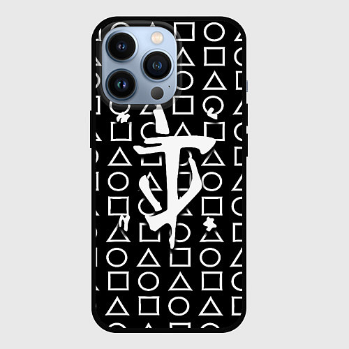 Чехол iPhone 13 Pro Doom geometry pattern / 3D-Черный – фото 1