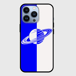 Чехол для iPhone 13 Pro Сатурн сине-белый, цвет: 3D-черный