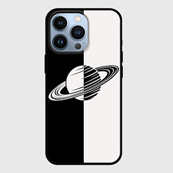 Чехол для iPhone 13 Pro Сатурн черно-белый, цвет: 3D-черный