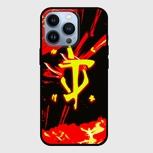 Чехол iPhone 13 Pro Doom огненный / 3D-Черный – фото 1