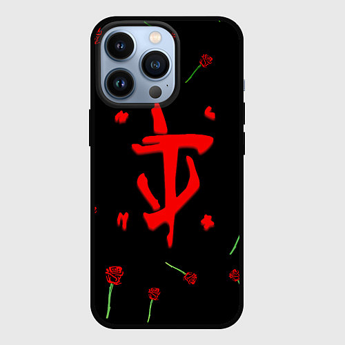 Чехол iPhone 13 Pro Doom rose pattern / 3D-Черный – фото 1