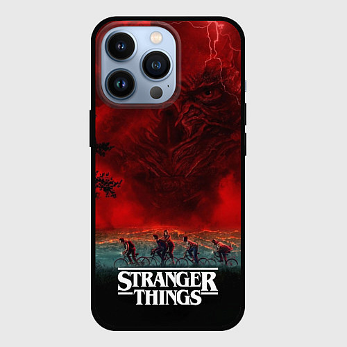 Чехол iPhone 13 Pro Векна и герои финального сезона Stranger things / 3D-Черный – фото 1